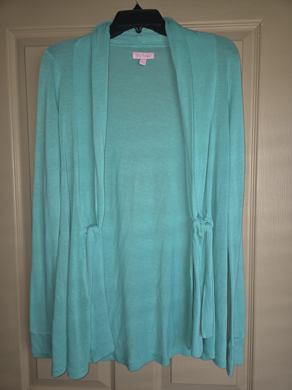 Lilly Pulitzer Aqua Tie-Front Open Cardigan